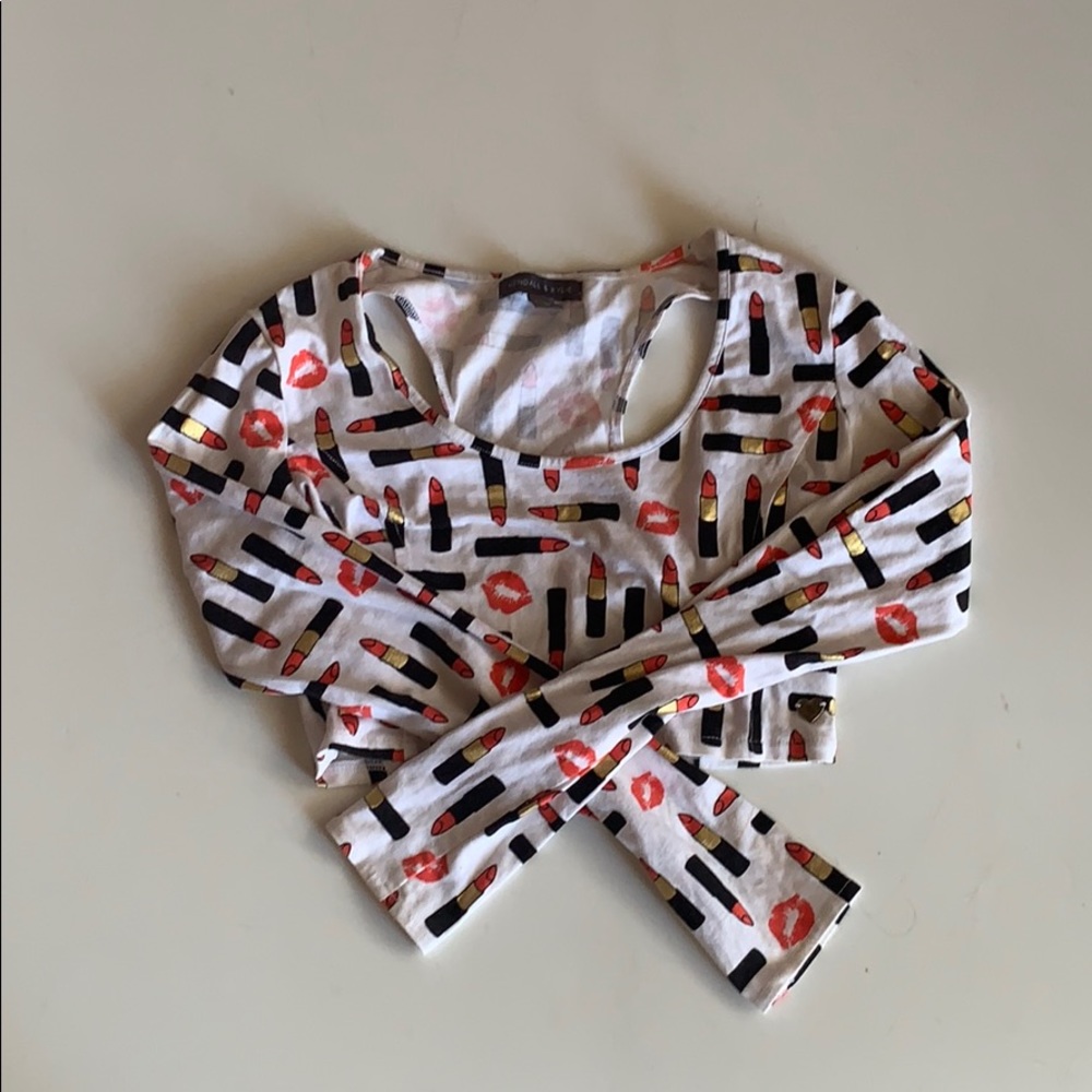 Long sleeve white cropped top